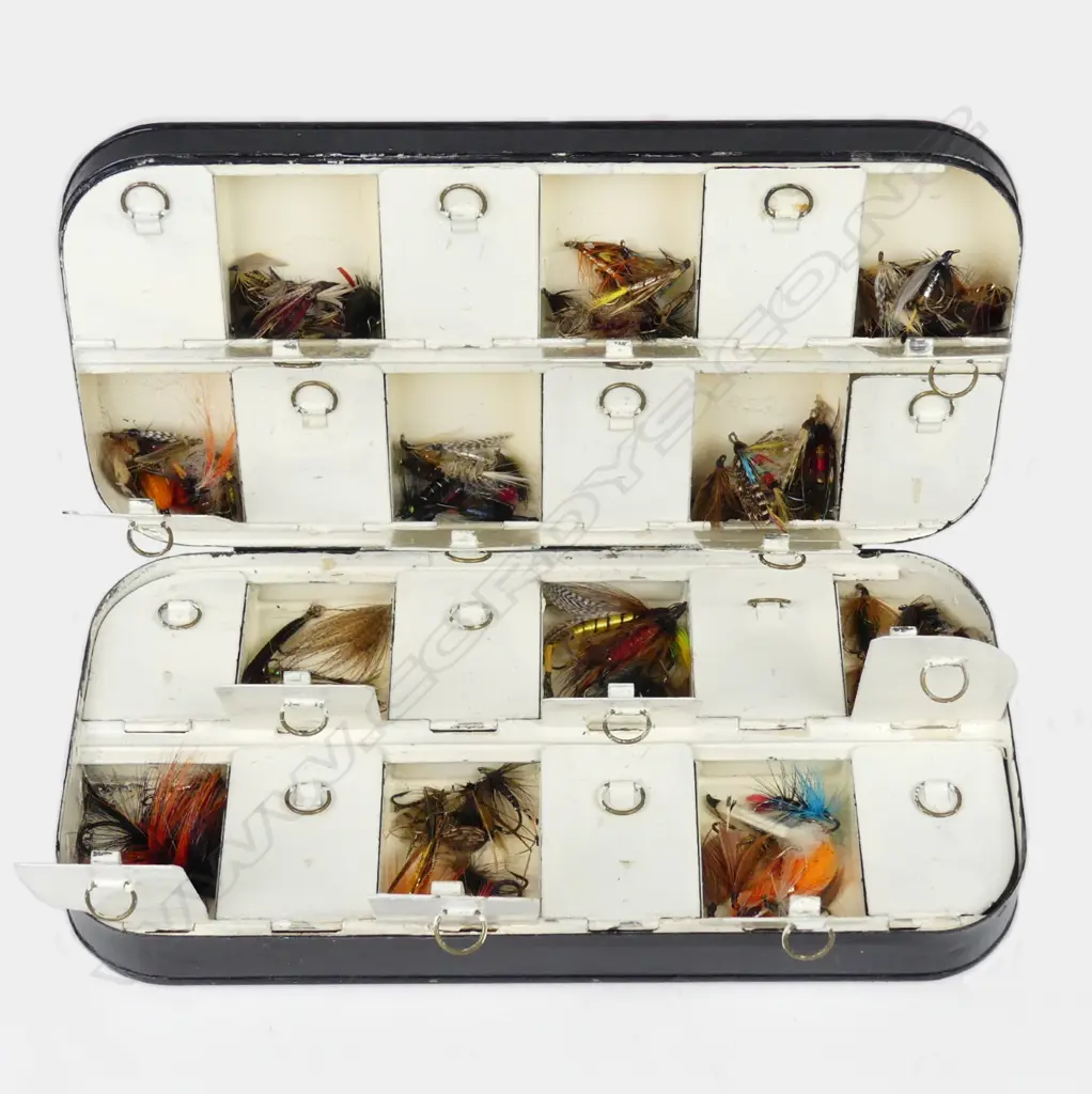 A vintage black tin fly box Image 1++