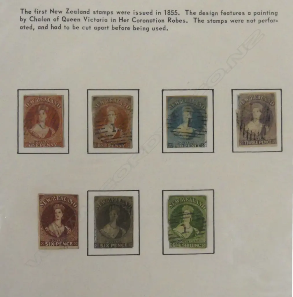 A set of seven N.Z. 1855 imperf. Full-Face Queens stamps Image 1++