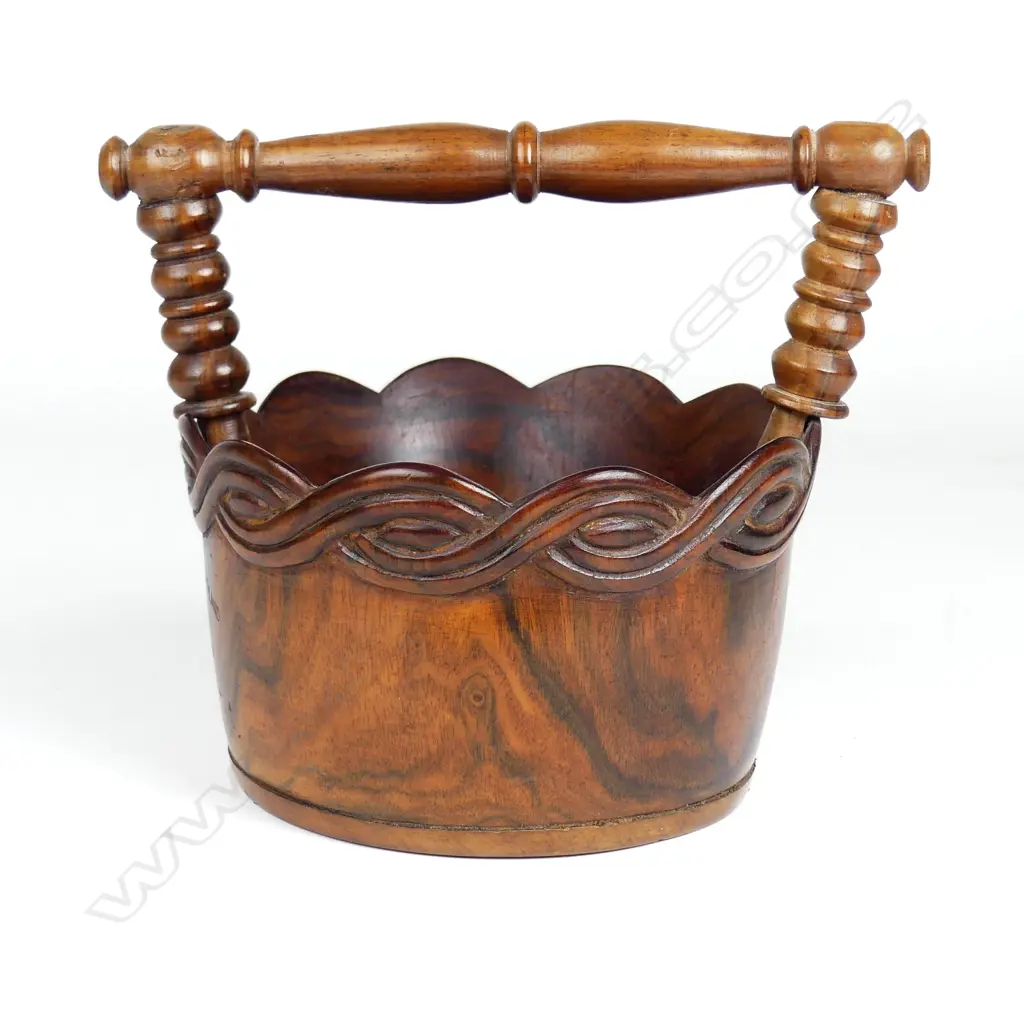 A Pitcairn Island miro wood basket Image 1++