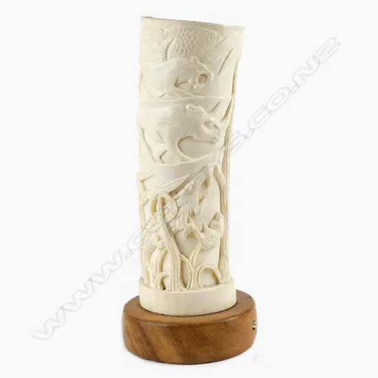 An old African carved ivory tusk section lamp