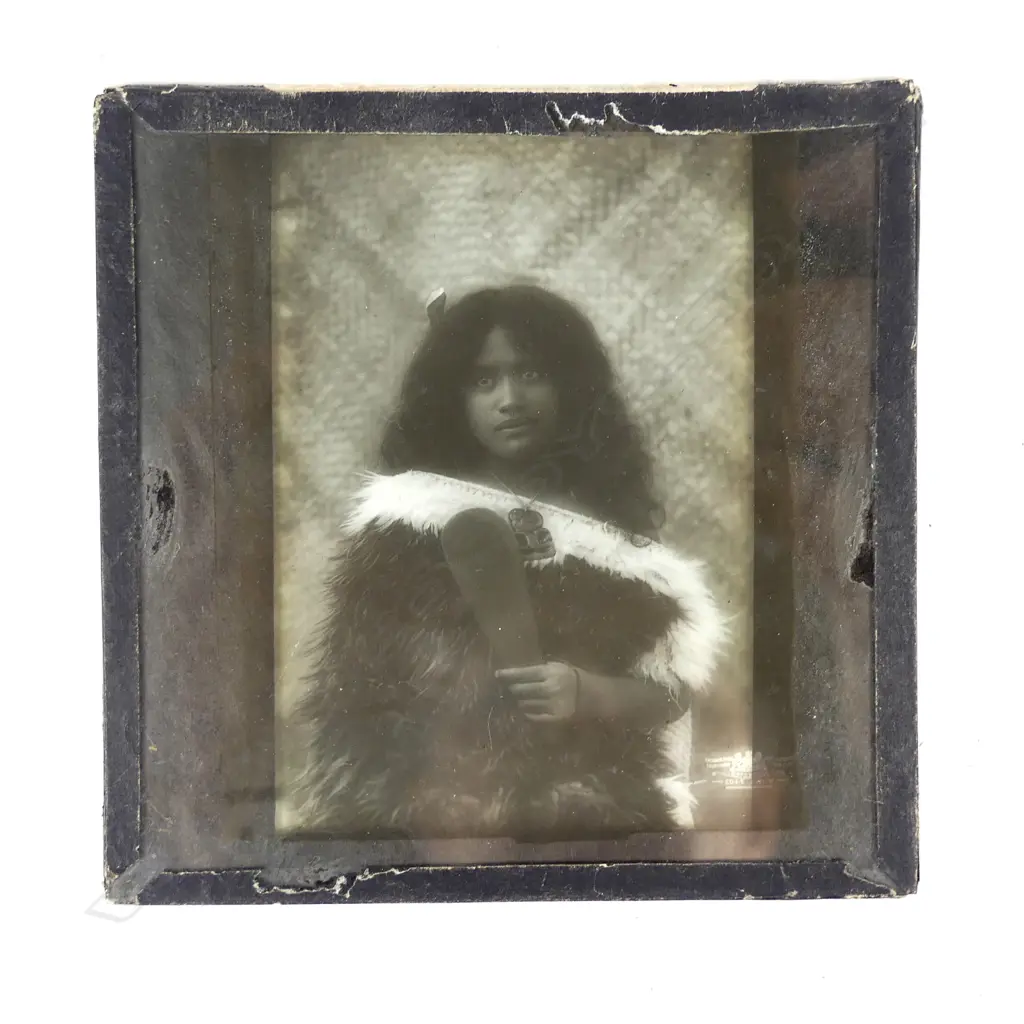 Three c.1900 Maori figure glass lantern slides Image 1++