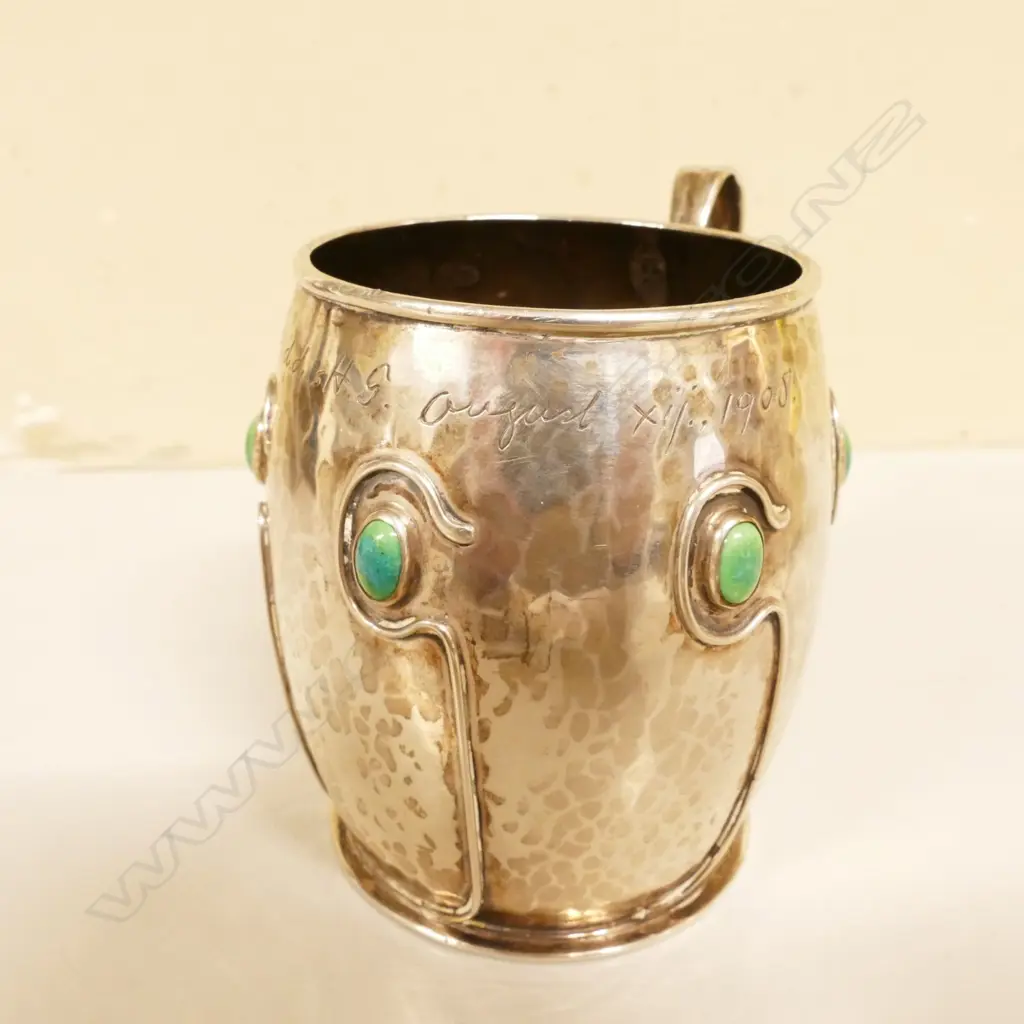 An Art Nouveau silver christening mug by Albert Edward Jones Image 1++