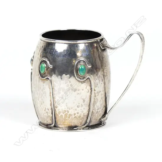 An Art Nouveau silver christening mug by Albert Edward Jones
