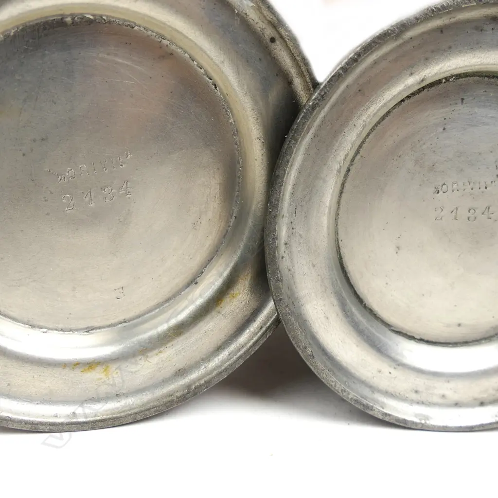 A pair of Orovit pewter and glass condiment pots Image 1++