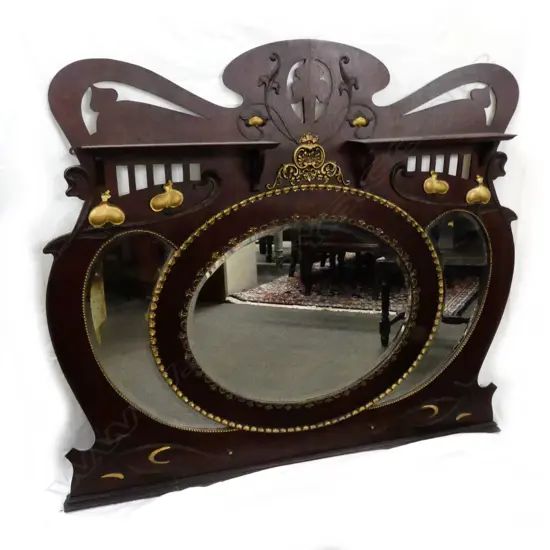 An Art Nouveau overmantel mirror