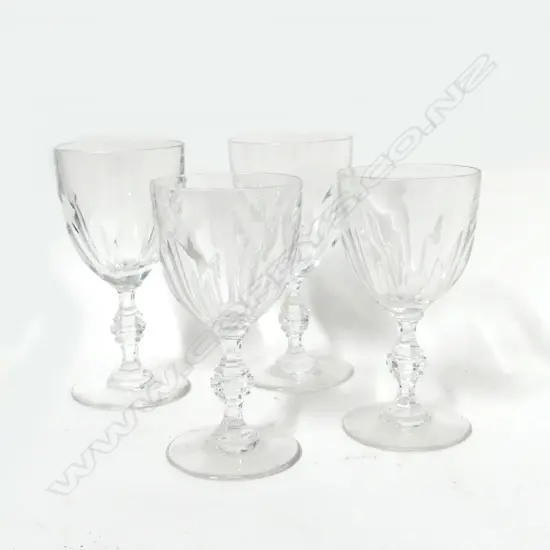 Two sets of Val St. Lambert wine glasses