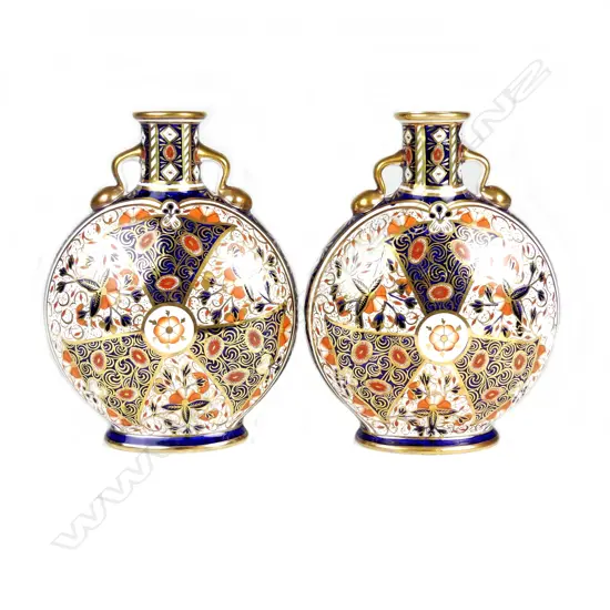 A pair of Victorian Mintons pilgrim flasks