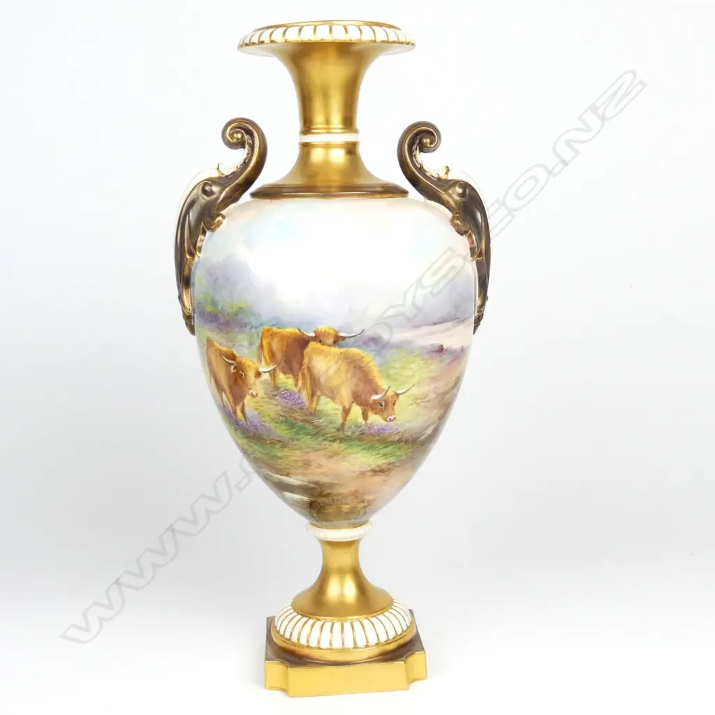 A large Royal Worcester two handled vase Image 1++