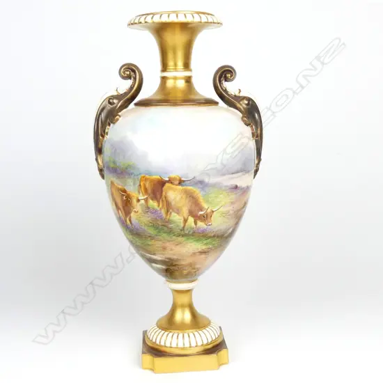A large Royal Worcester two handled vase