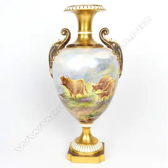 A large Royal Worcester two handled vase