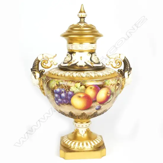 A Royal Worcester Freeman lidded urn