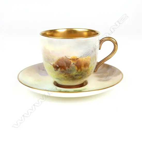 A Royal Worcester miniature cabinet cup and saucer