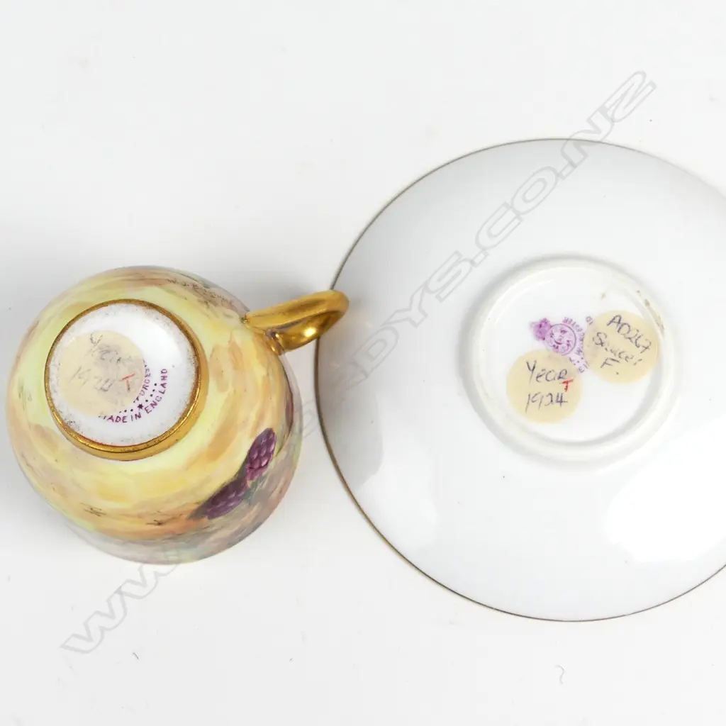 A Royal Worcester miniature cabinet cup and saucer Image 1++