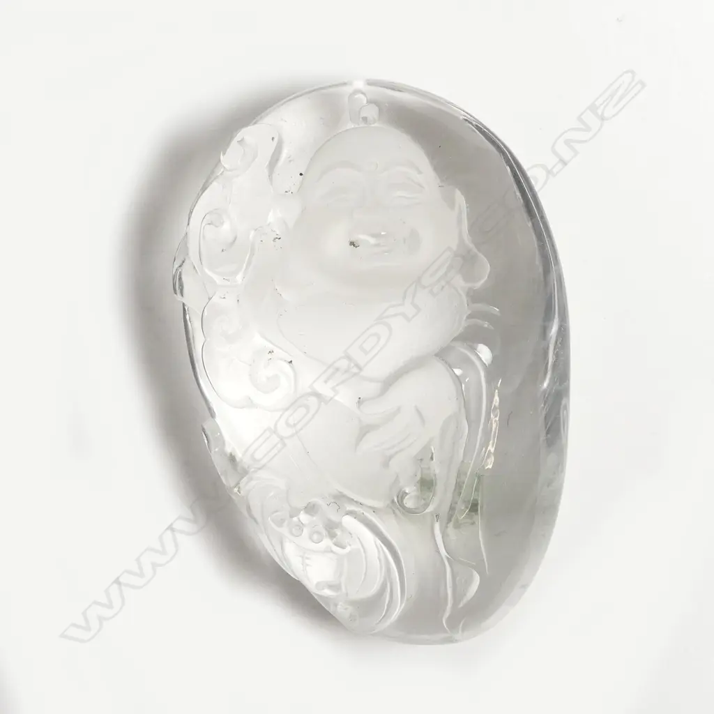 A Chinese clear rock crystal carved pendant Image 1++