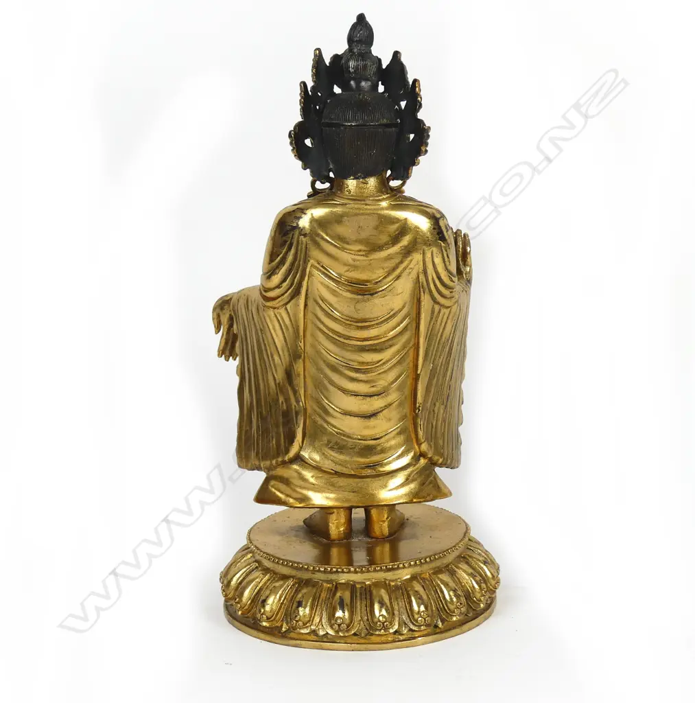 A gilded bronze standing buddha statuette Image 1++