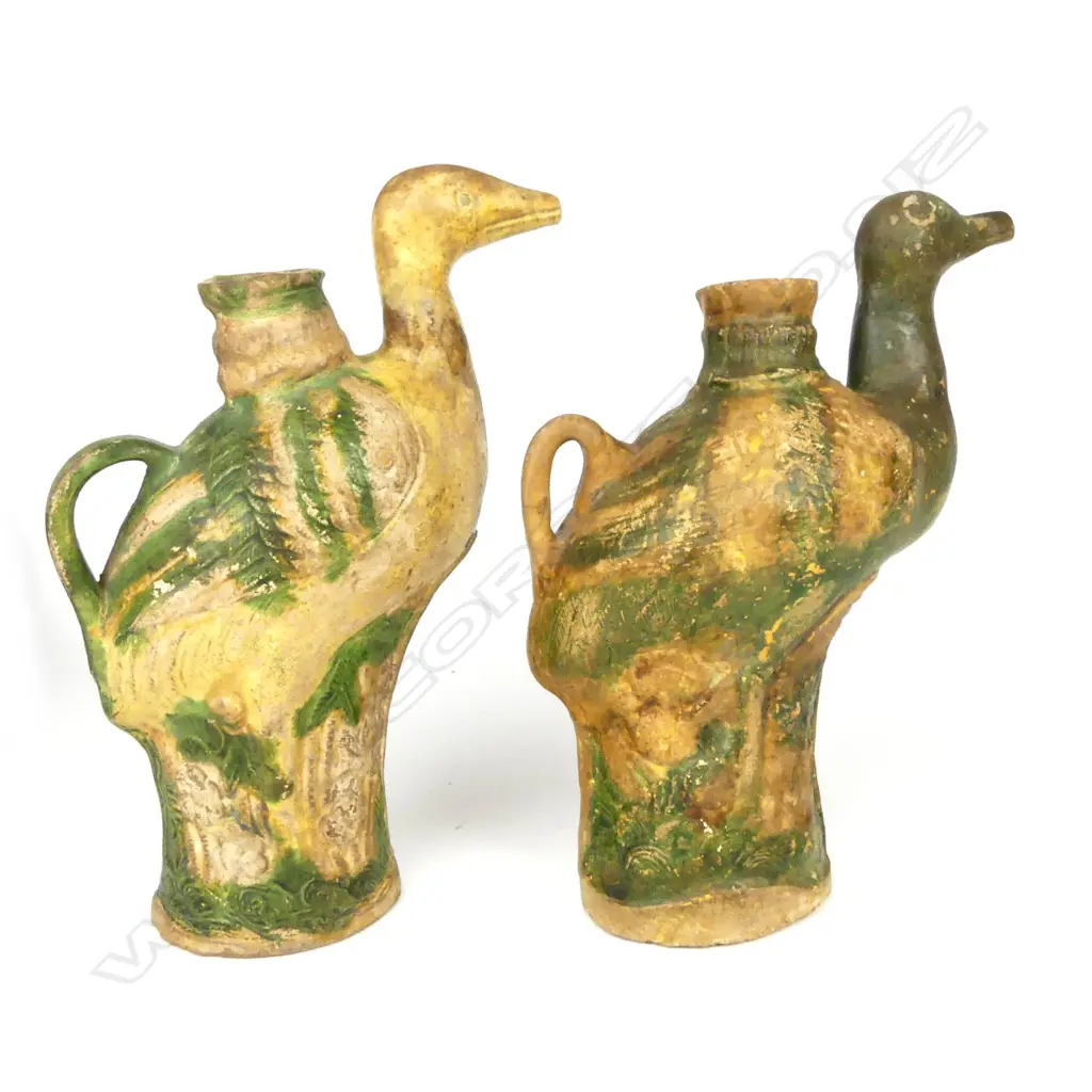 A pair of Chinese earthenware bird ewers Image 1++