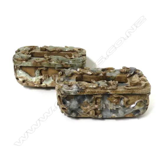 A pair of Chinese jade urns