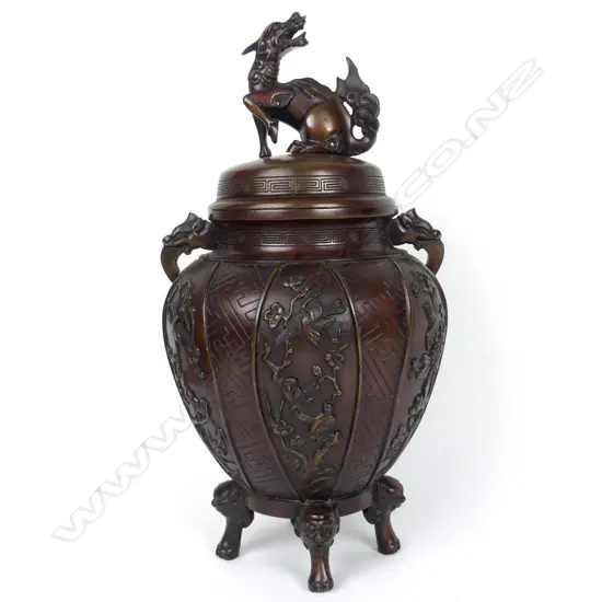 A Japanese Meiji period bronze censer