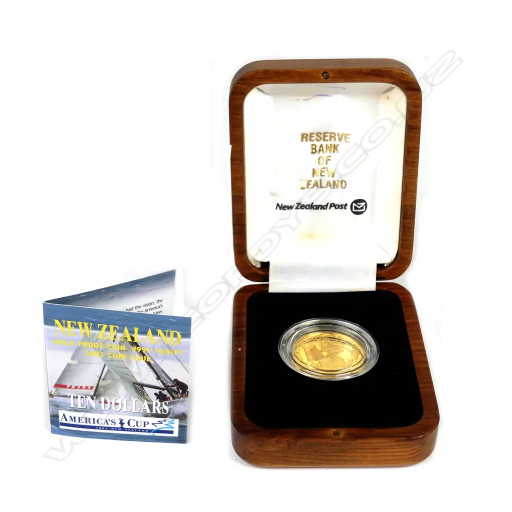 a 2002 NZ $10 America's Cup proof gold coin Image 1++