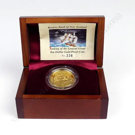 A 1996 NZ $10 General Grant proof gold coin
