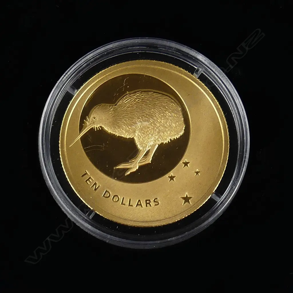 A 2010 NZ $10 gold proof kiwi coin Image 1++