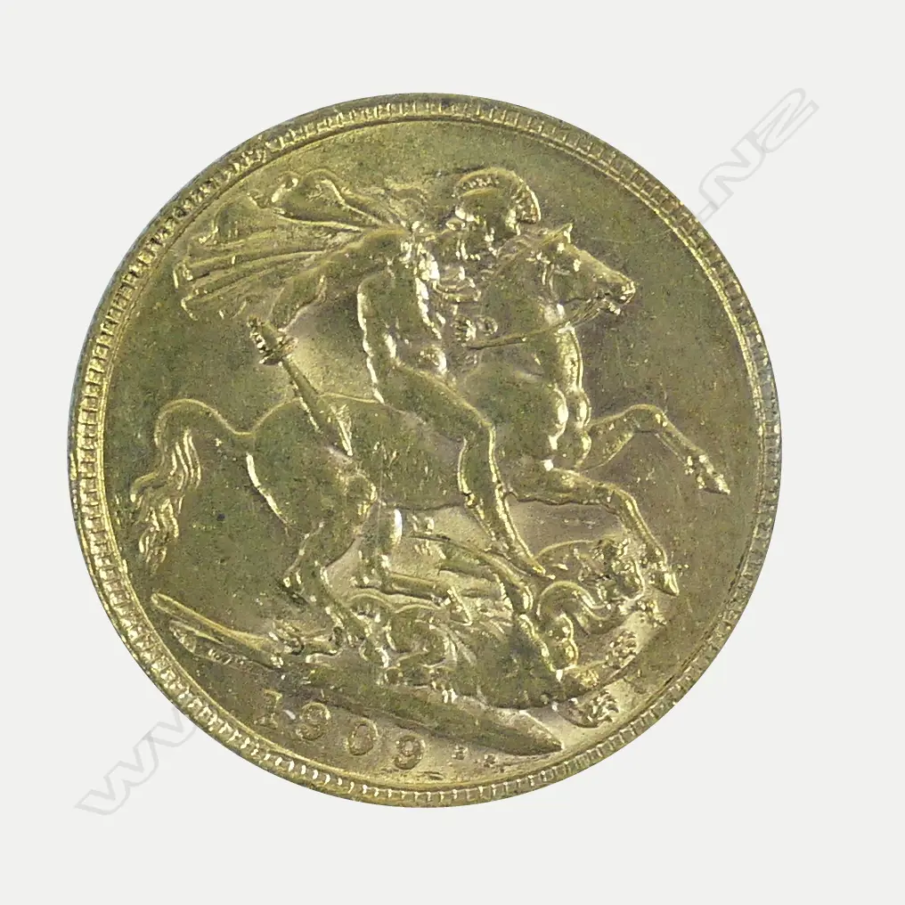 A 1909 full gold sovereign Image 1++