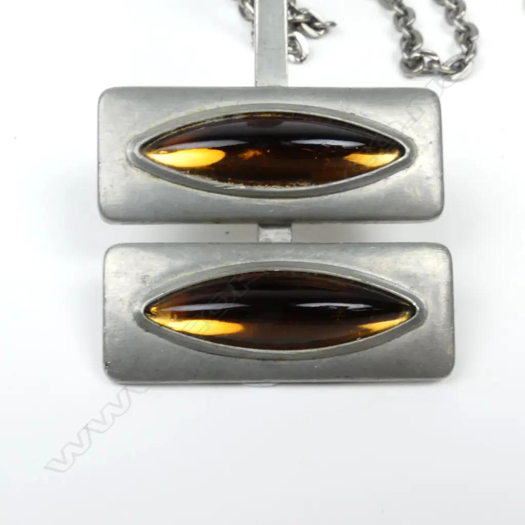 Two Danish Jorgen Jensen stylish 1970s pewter pendant/necklaces Image 1++