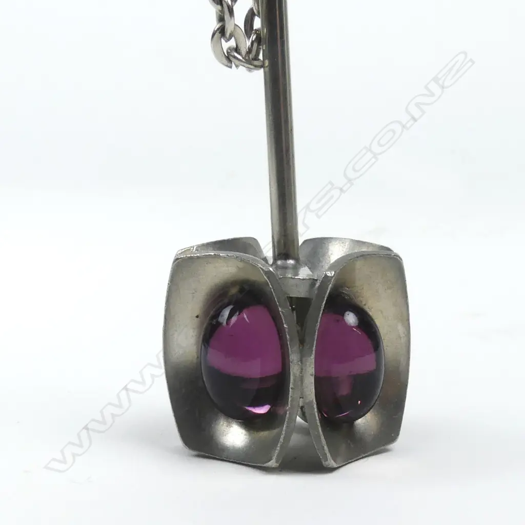 Two Danish Jorgen Jensen stylish 1970s pewter pendant/necklaces Image 1++