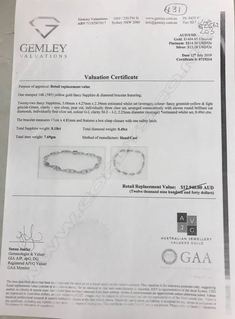 A 14ct gold sapphire and diamond bracelet Image 1++