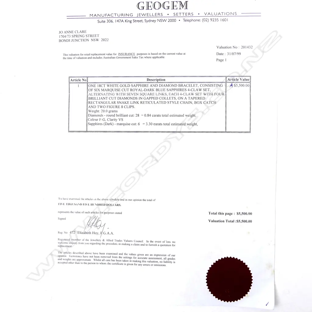 An 18ct white gold diamond and sapphire bracelet Image 1++