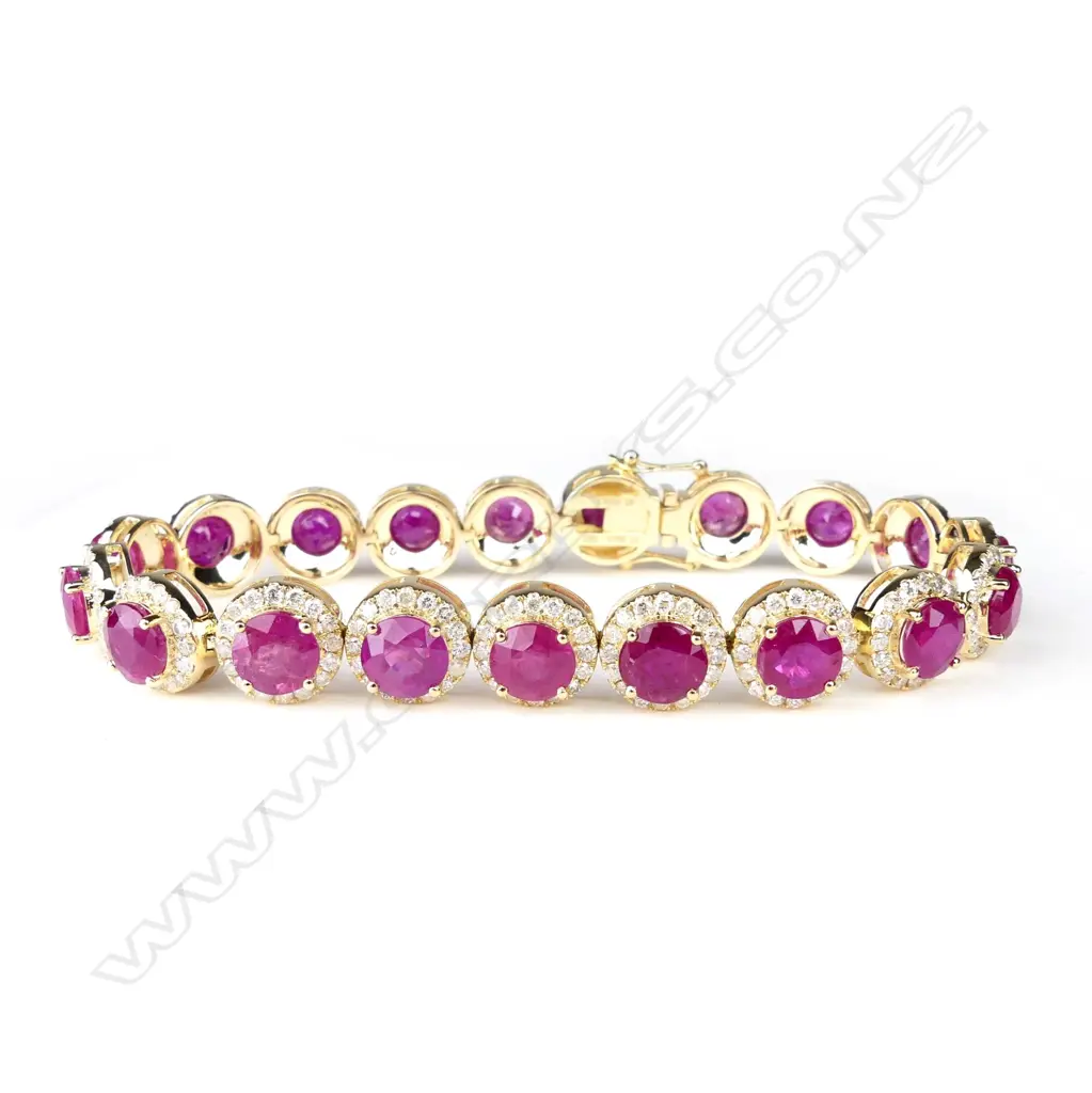 A 14ct gold ruby and diamond bracelet Image 1++