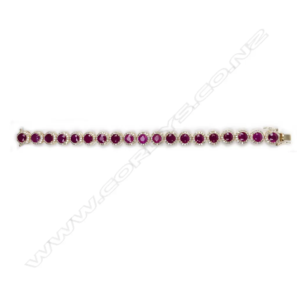 A 14ct gold ruby and diamond bracelet Image 1++