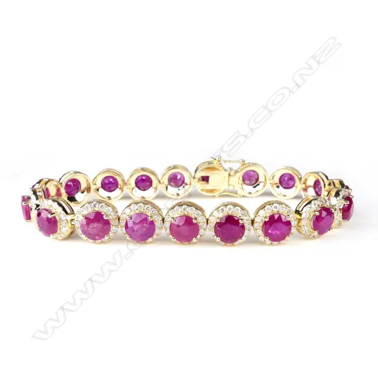 A 14ct gold ruby and diamond bracelet