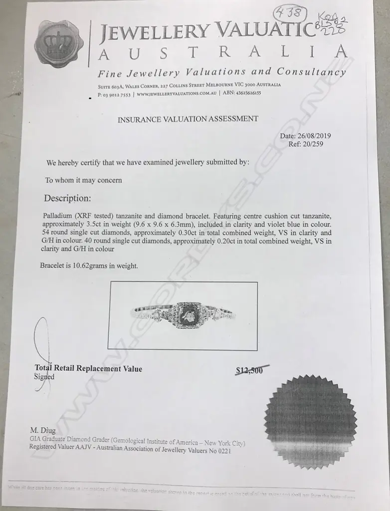 A palladium tanzanite and diamond bracelet Image 1++