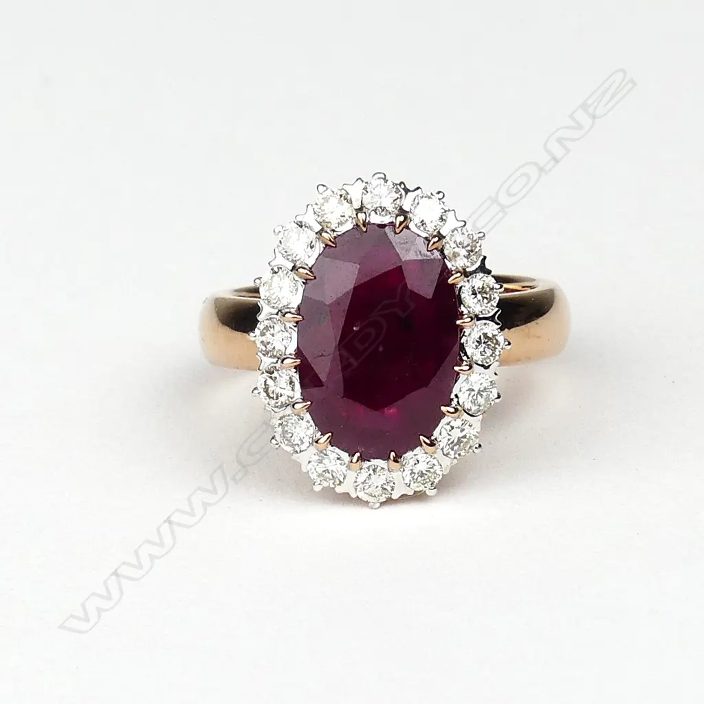 A 22ct rose and white gold ruby and diamond ring Image 1++