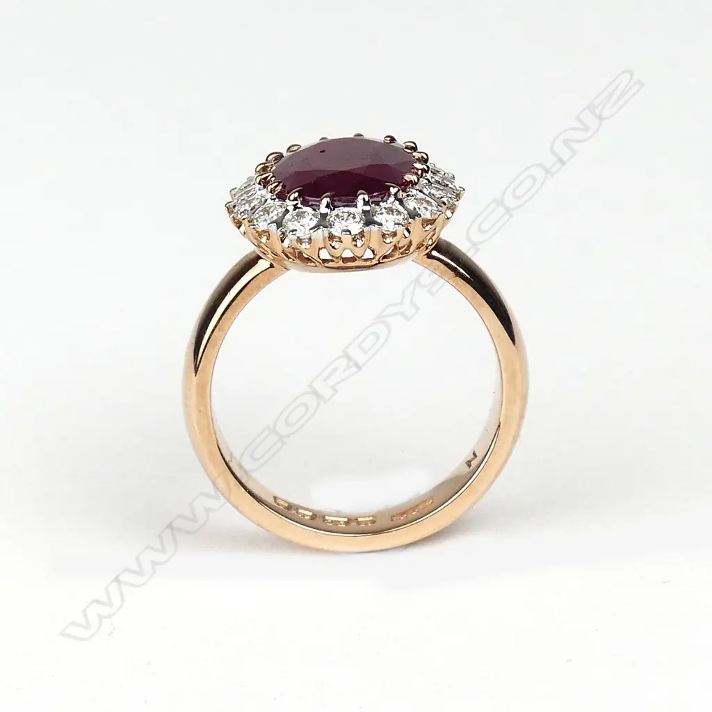 A 22ct rose and white gold ruby and diamond ring Image 1++