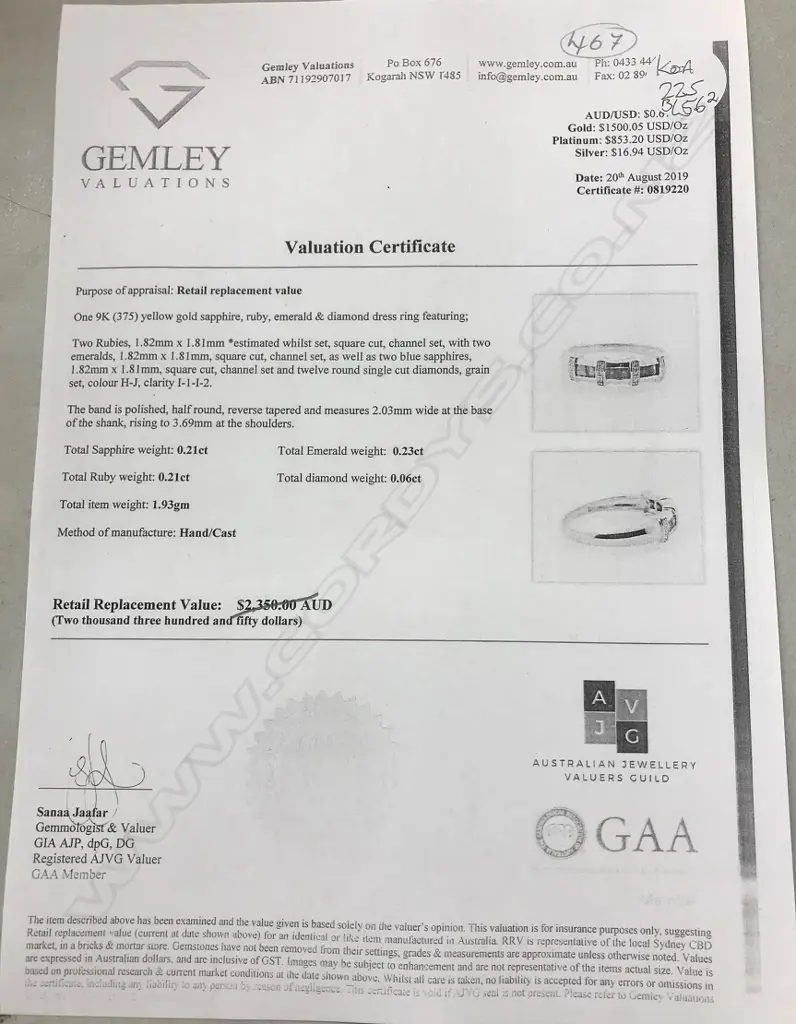 A 9ct gold sapphire ruby emerald and diamond dress ring Image 1++