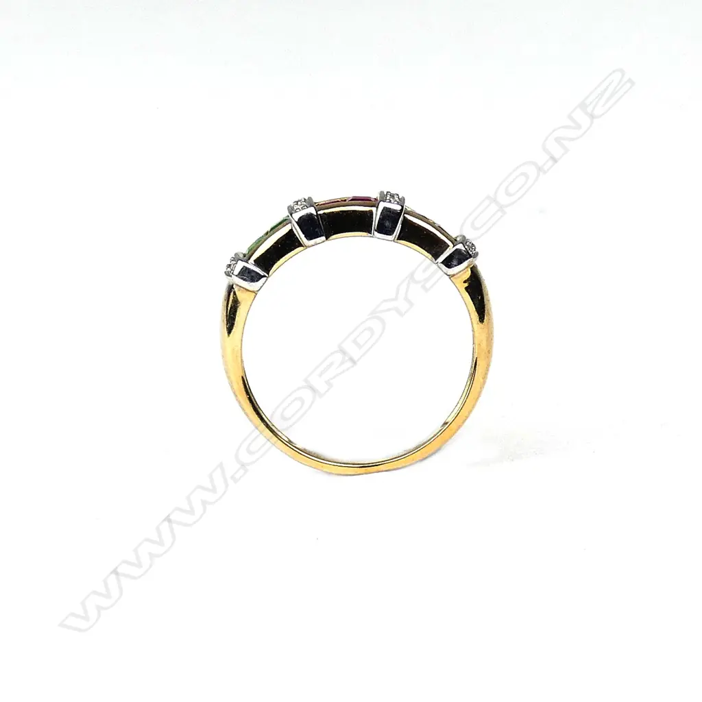 A 9ct gold sapphire ruby emerald and diamond dress ring Image 1++