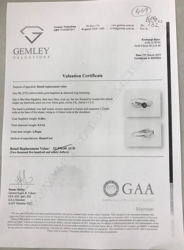 A 9ct gold sapphire and diamond ring Image 1++