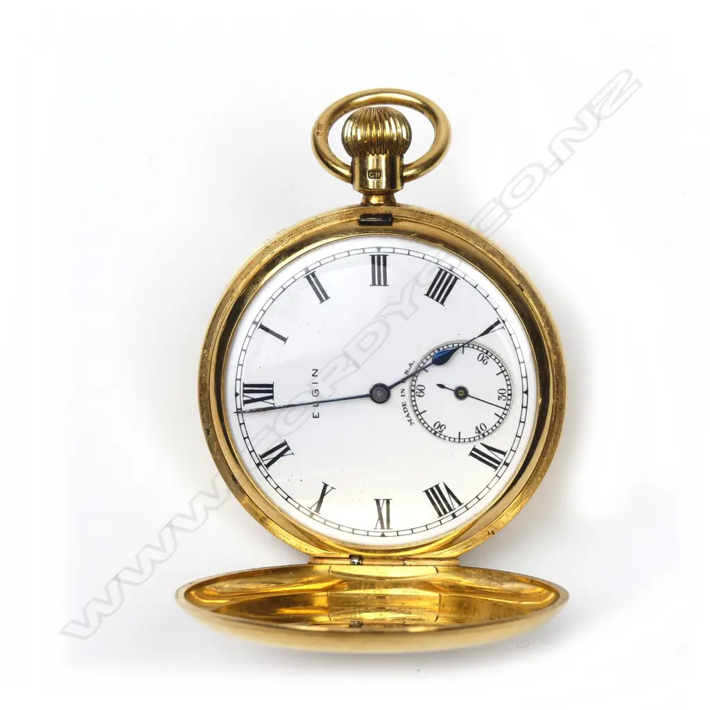 An early 20thC Elgin 18ct. yellow gold full hunter pocket watch Image 1++