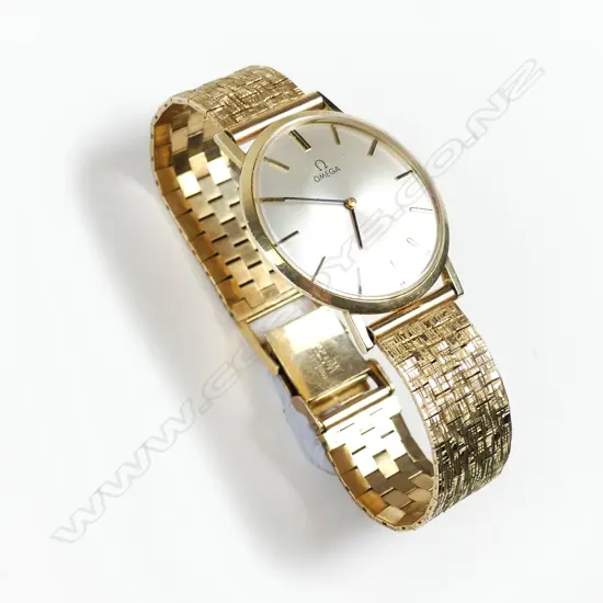 An Omega 14ct gold ultra-slim wristwatch