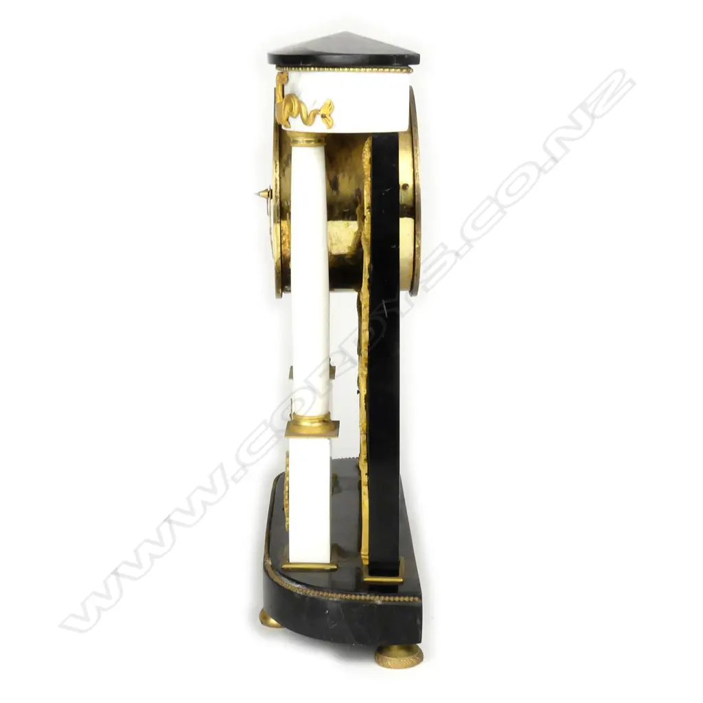 A fine early19thC French bronze ormolu and marble portico mantel clock Image 1++