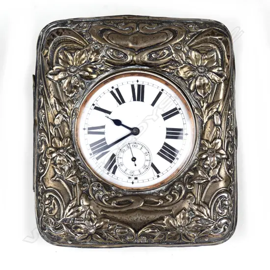 An Edwardian silver and Morocco leather pocket watch holder