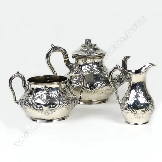 A Victorian silver three piece tea set
