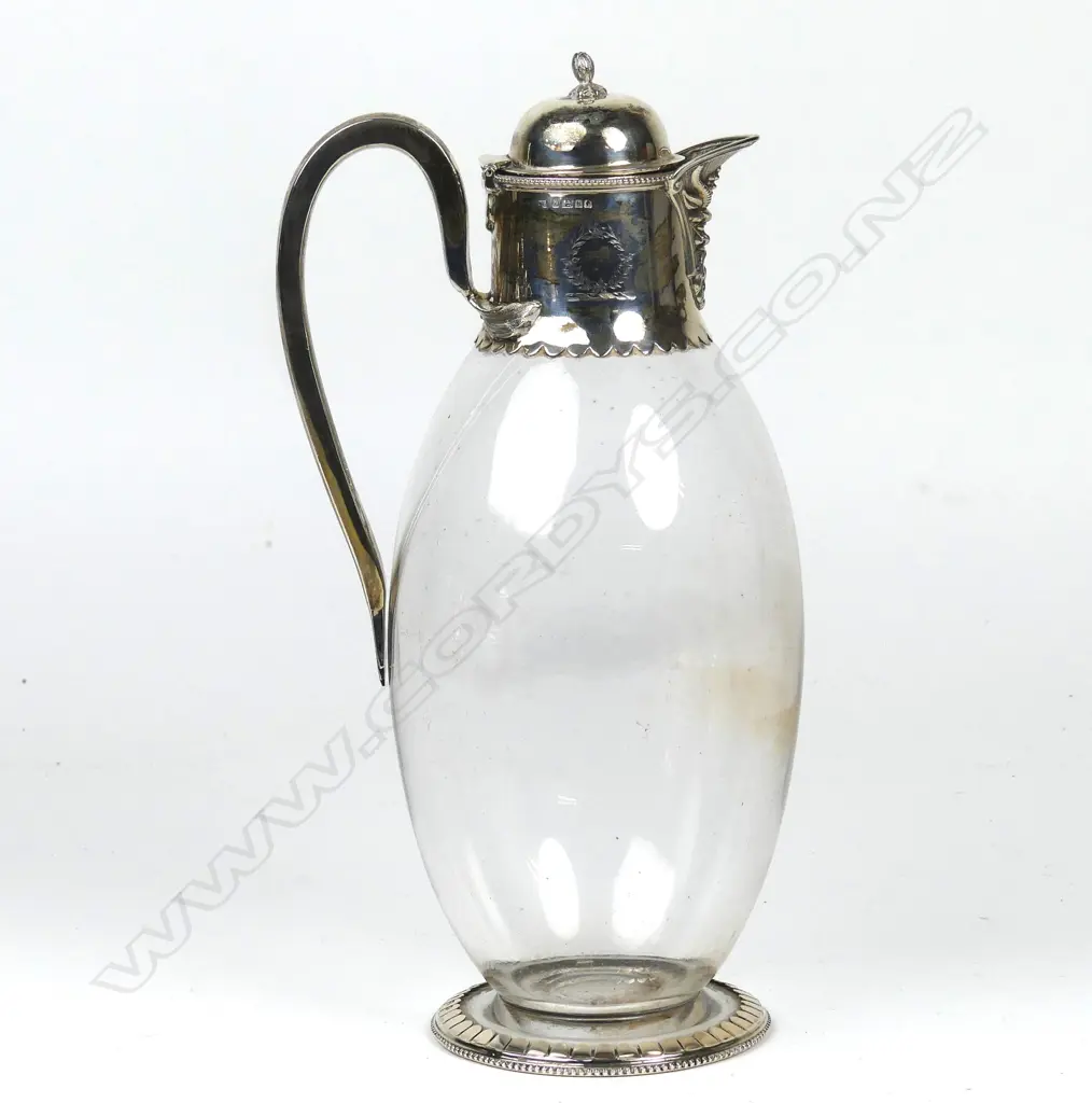 A Victorian silver and glass claret jug Image 1++