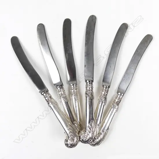 Six silver handled fruit knives