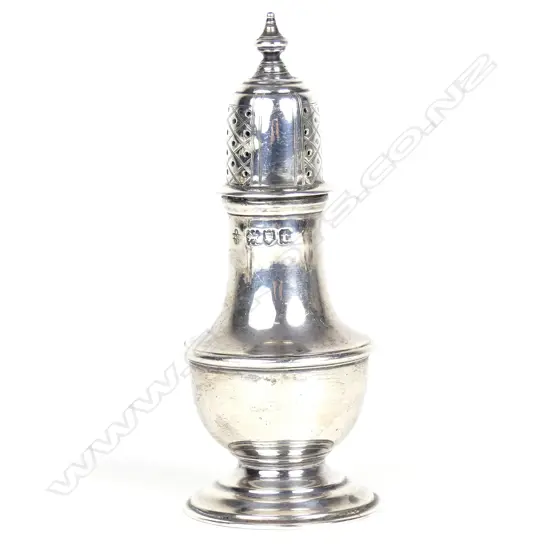 A silver sugar caster