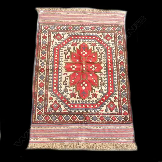 A hand knotted and woven mixed pile Berjusta rug