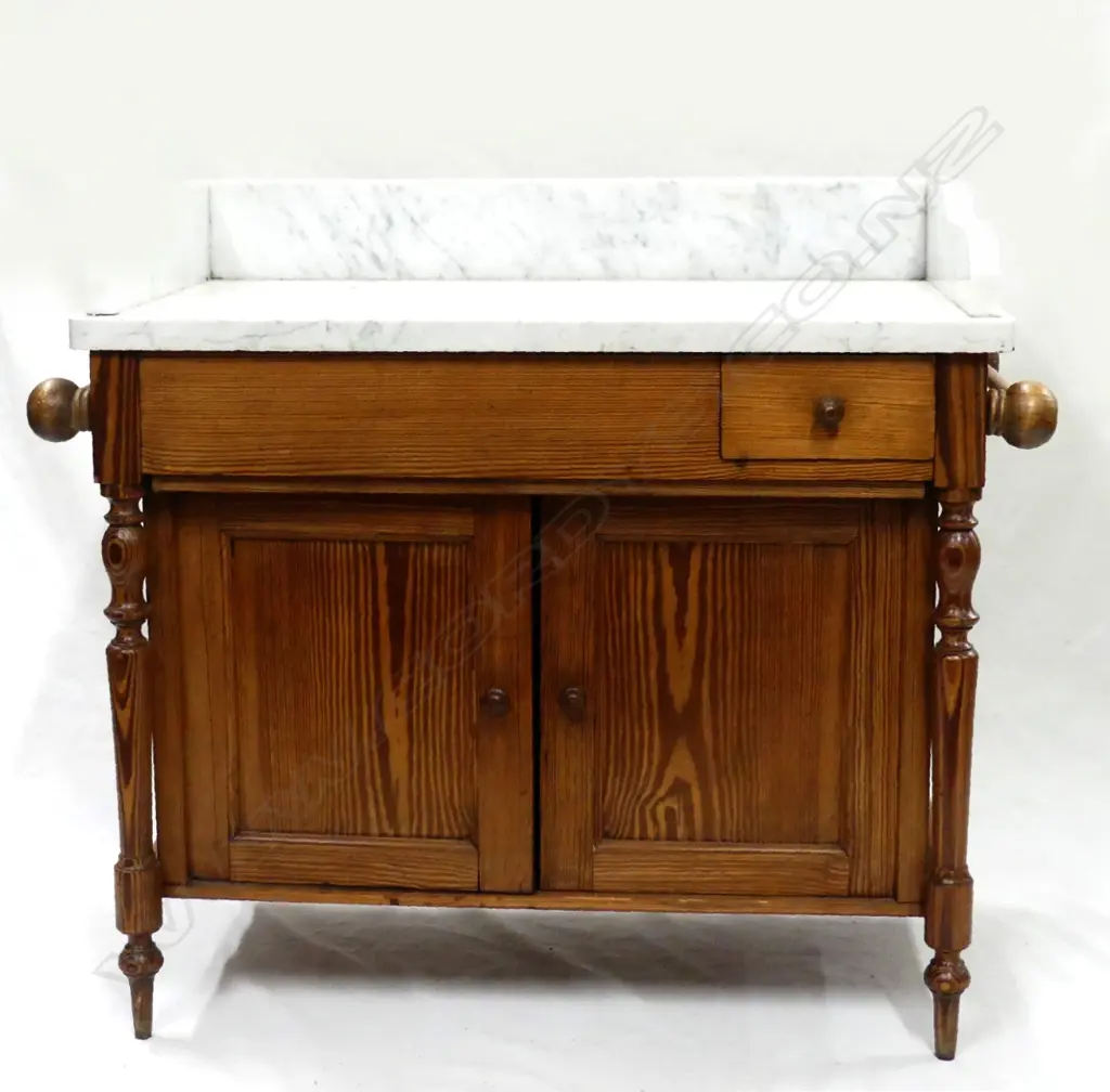A miniature marble topped pine washstand Image 1++