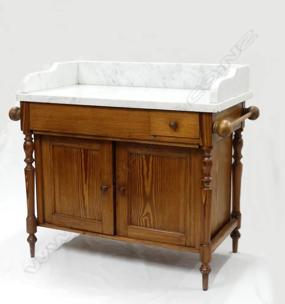 A miniature marble topped pine washstand Image 1++